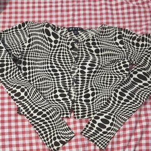 Motel Polka Dot Illusion Cardigan - Black & White